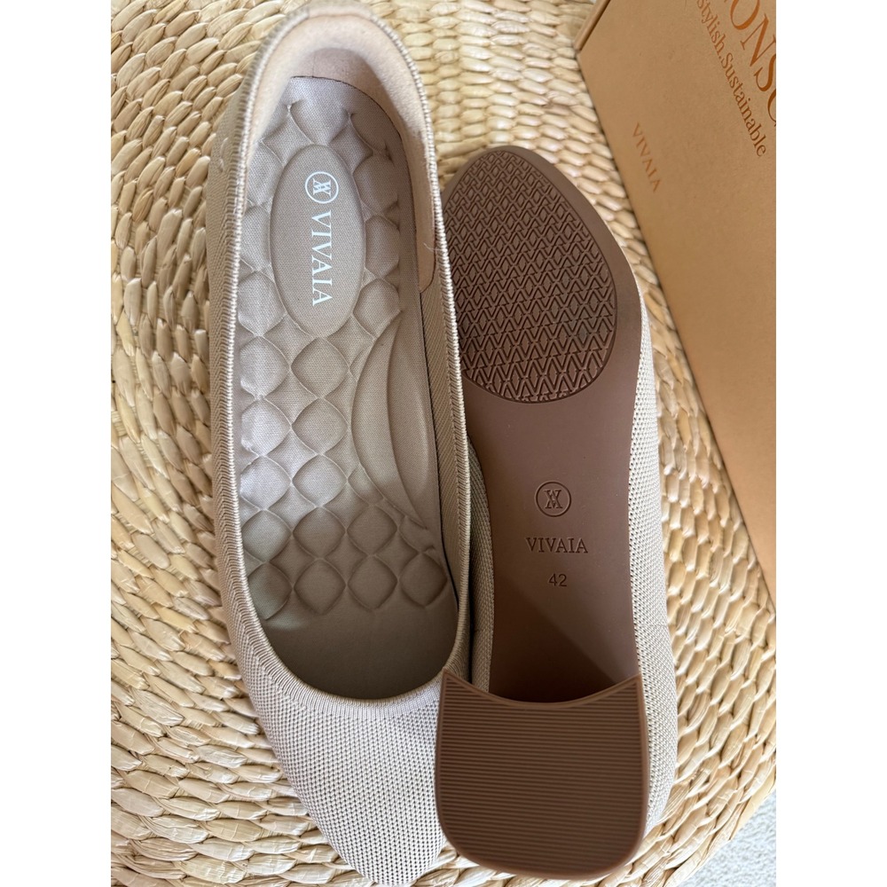 VIVAIA Tamia‎ Almond Toe Block Heel Knit Beige NIB Sustainable Comfort US/10.5 - Picture 8 of 10